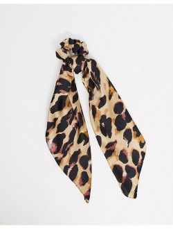 My Accessories London multi way bandana and scrunchie in leopard satin