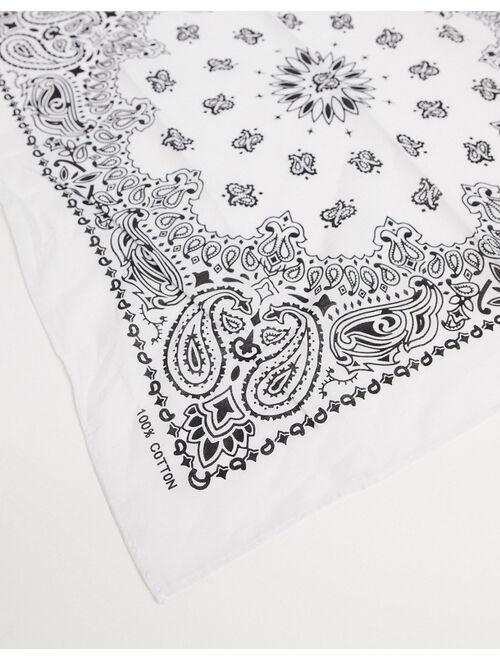 ASOS DESIGN bandana print square scarf in white