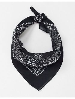 bandana print square scarf in black