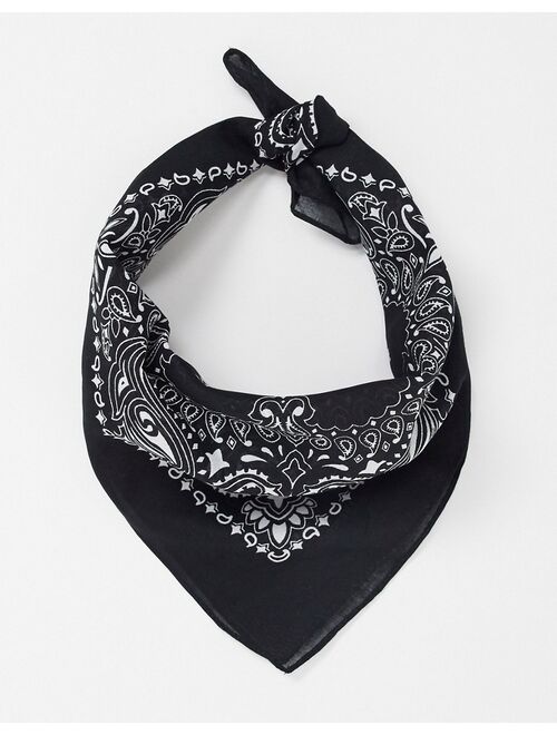 ASOS DESIGN bandana print square scarf in black