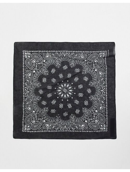 ASOS DESIGN bandana print square scarf in black