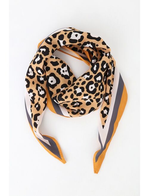 Lulus Fancy Feline Yellow Leopard Print Handkerchief Scarf