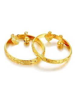 18K Gold plated Babies to toddlers Little Bangles Bracelet Stars Bells Heart Jewelry (2pcs/lot)
