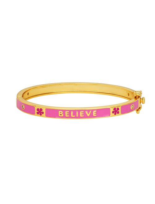 Junior Jewels Kids' 14k Gold Plated "Believe" Enamel Bangle Bracelet