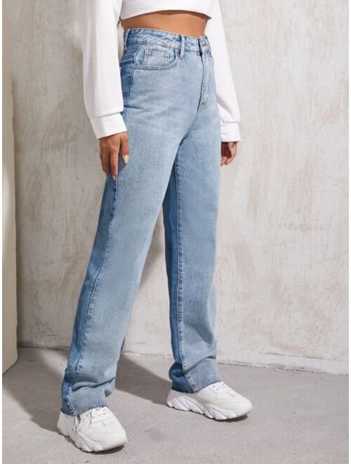 Shein High Waist Two Tone Boyfriend Jeans