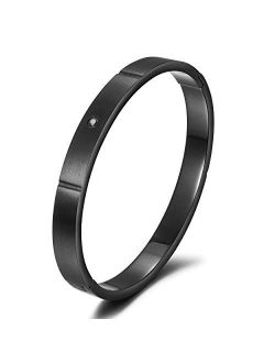 WISTIC Mens Cuff Bangle Bracelets Black Bangle with Stainless Steel Bracelet Cuff and Magnetic-Clasp Plain Polished for Men