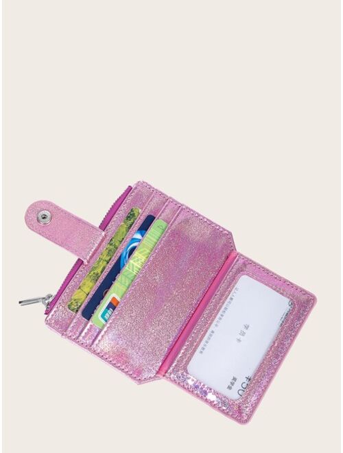 Shein Glitter Snap Button Purse With Card Holder
