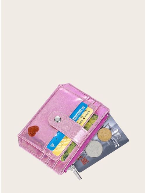 Shein Glitter Snap Button Purse With Card Holder