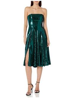 Dress the Population Women's Ruby Strapless Fit & Flare Sequin Midi Dress