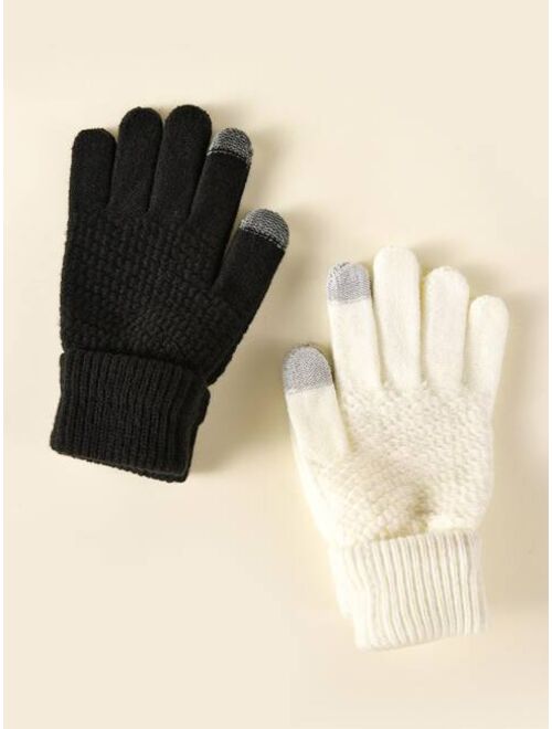 Shein 2pairs Simple Knitted Gloves