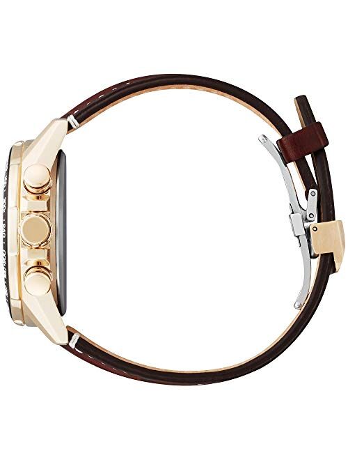 Men's Citizen Eco-Drive Chronograph Brown Leather Strap Watch CB5919-00X