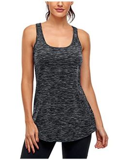 Cestyle Womens Workout Sports Yoga Racerback Tank Tops with Built in Bra Activewear