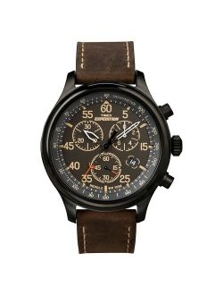 Expedition Field Chronograph Watch with Leather Strap - Black/Brown T49905JT
