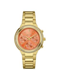 Women's Caravelle New York Swarovski Crystal Gold Tone Watch 44L218 - Bright gold