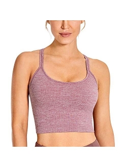 Women's Longline Sports Bra Padded Wireless Racerback Yoga Bras Crop Tank Tops