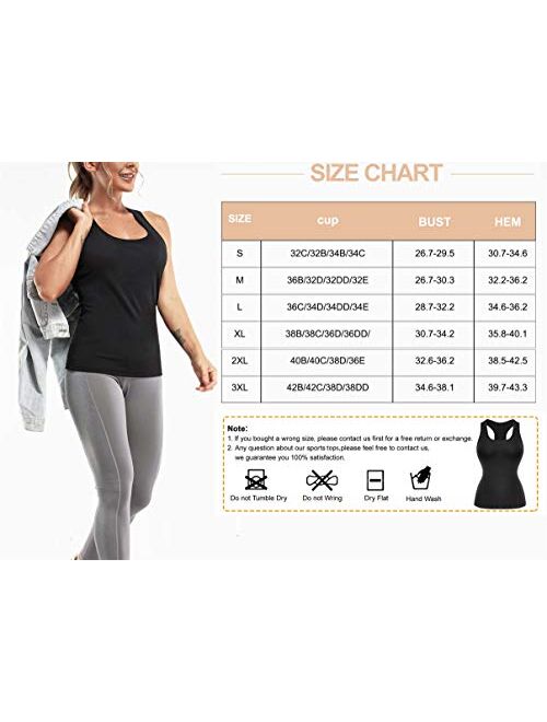 Eleady Workout Tank Tops for Women Built in Bra Racerback Yoga Athletic Tops Sleeveless Sport Shirts Fitness Activewear