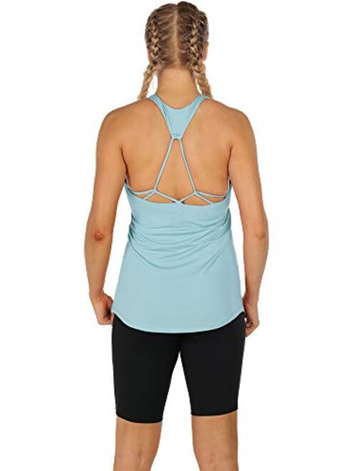 icyzone Women's Built in Bra Workout Tank Tops - Strappy Athletic Yoga Tops, Exercise Running Gym Shirts