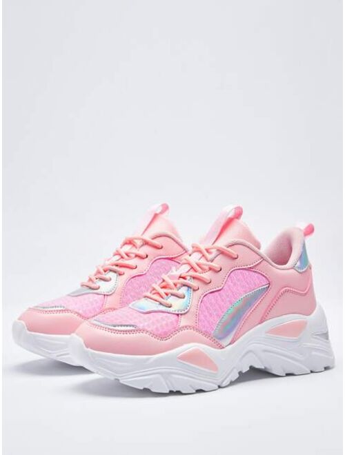 Shein Holographic Panel Chunky Sneakers