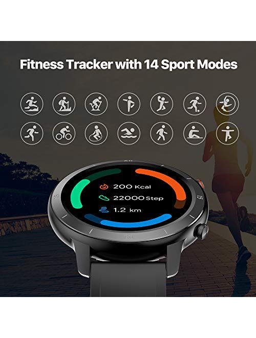 TicWatch GTX Fitness Smartwatch, Up to 10 Days Battery Life, Heart Rate Monitoring, Sleep Tracking, IP68 Swimming Waterproof Smart Watch