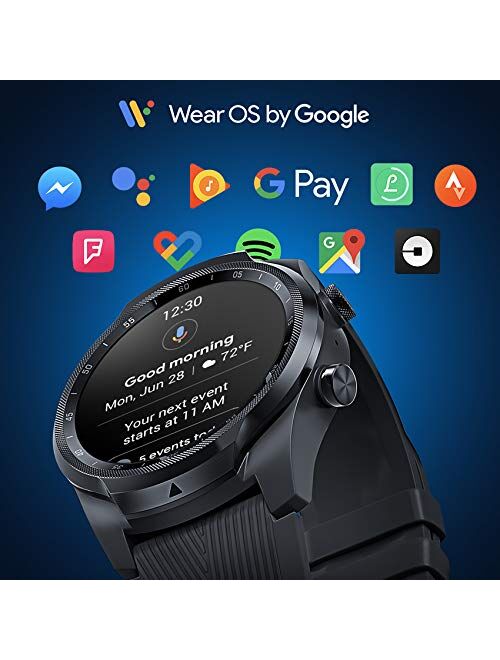 TicWatch Pro 4G LTE Cellular Smartwatch GPS NFC Wear OS by Google Android Health and Fitness Tracker with Calls Notifications Music Swim Sleep Tracking Heart Rate Monitor