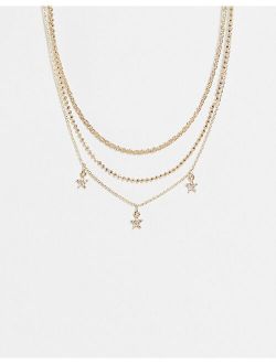 crystal star choker necklace in gold