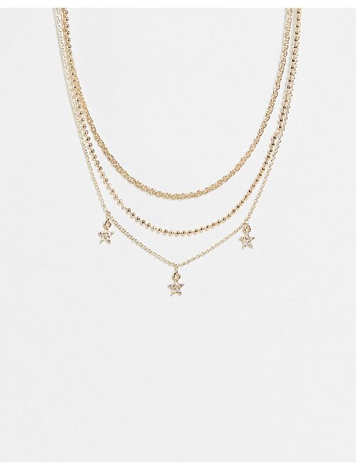 Topshop crystal star choker necklace in gold