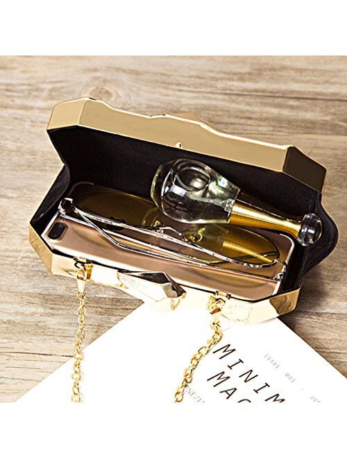 Reberomantic Goodbag Women Lattice Pattern Metal Handbag Chain Geometric Evening Clutch