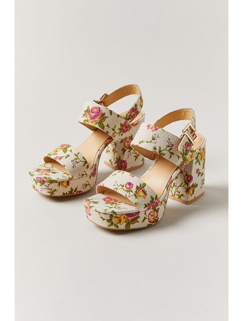 Urban Outfitters UO Rachel Floral Strappy Platform Heel