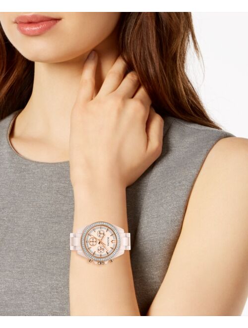 Bulova Women's Chronograph Blush Ceramic Bracelet Watch 37mm, Created for Macy's