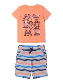 Little Boys Graphic Tee and Shorts Set