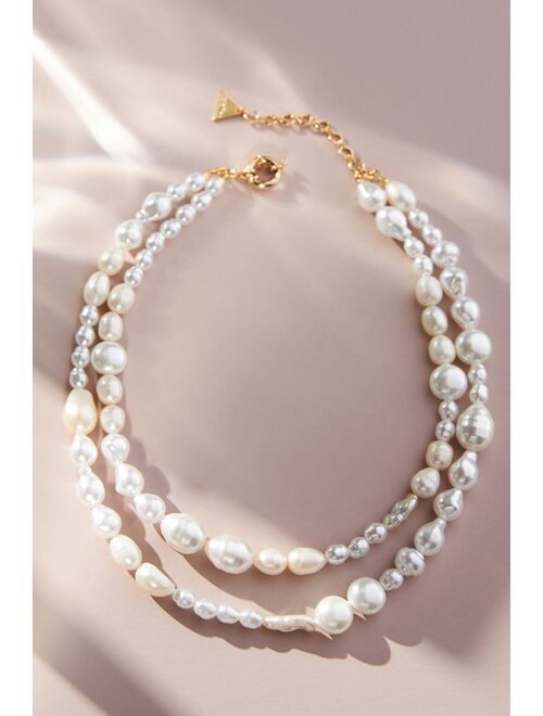 Anthropologie Double Strand Pearl Necklace