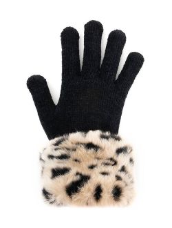 Donna Salyers' Fabulous-Faux Furs Black & Tan Cheetah Faux Fur-Trim Gloves
