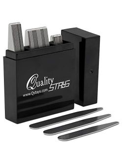 Metal Collar Stays for Men – Set of 40 Dress Shirt Collar Stays for Men, 3 Sizes in a Divided Box by Quality Stays