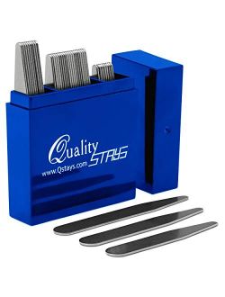 Metal Collar Stays for Men – 40 Dress Shirt Collar Stays for Men, 3 Sizes in a Divided Sapphire Box by Quality Stays