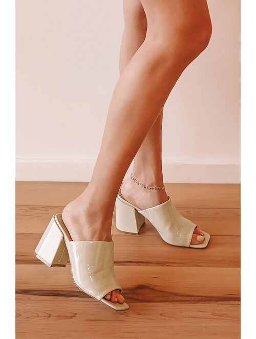 Lulus Qwynn Bone Patent High Heel Slide Sandals