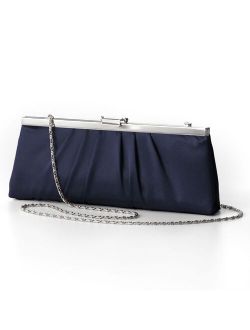 Jessica McClintock Blaire Womens Satin Frame Evening Clutch Bag Purse With Shoulder Chain Included 