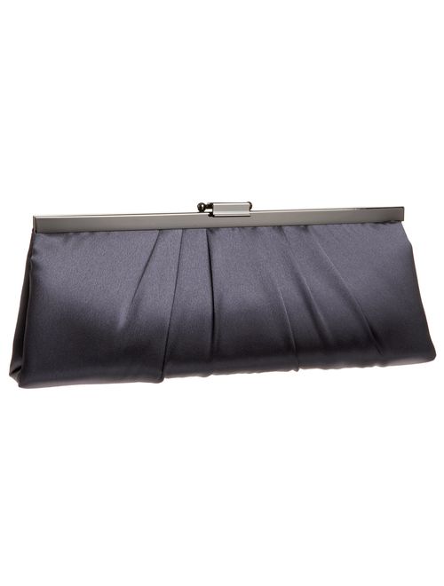 Jessica McClintock Blaire Womens Satin Frame Evening Clutch Bag Purse With Shoulder Chain Included