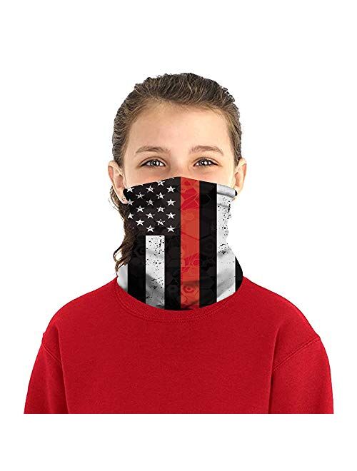 LOZACHE 2pcs Multifunction Kids Face Mask Bandanas Adjustable Breathable Neck Gaiter for Boys Girls UV Protection Cooling Childrens Face Scarf Cover for Cycling Fishing O