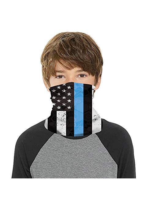 LOZACHE 2pcs Multifunction Kids Face Mask Bandanas Adjustable Breathable Neck Gaiter for Boys Girls UV Protection Cooling Childrens Face Scarf Cover for Cycling Fishing O