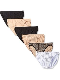 Ladies Cotton Stretch Hi-Cut Bikini Panty 6-Pack Assortment