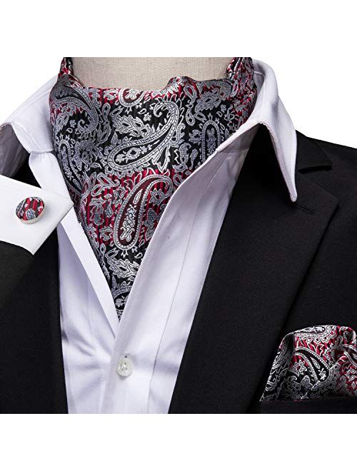 Dubulle Cravat Ties for Men with Pocket Square and Cufflinks Ascot and Handkerchief Set