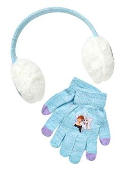 Girls Frozen Elsa & Anna and Minnie Mouse Earmuff and Gloves Set