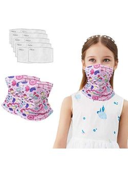 Kids Summer Protection Face Cover with Filter - Cute Neck Gaiter Bandanas for Outerdoor Travel