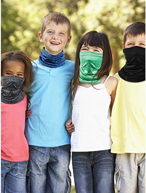 4 Pieces Kids Neck Gaiter Unisex Face Cover Scarf UV Protection Bandana Balaclavas for Summer