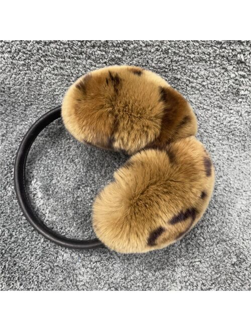 ZYHWLX Rex Rabbit Fur Earmuff Women's Autumn and Winter Warm Earmuffs Earmuff Real Fur Ear Cover Ear Warmer  Ear Muffs Winter