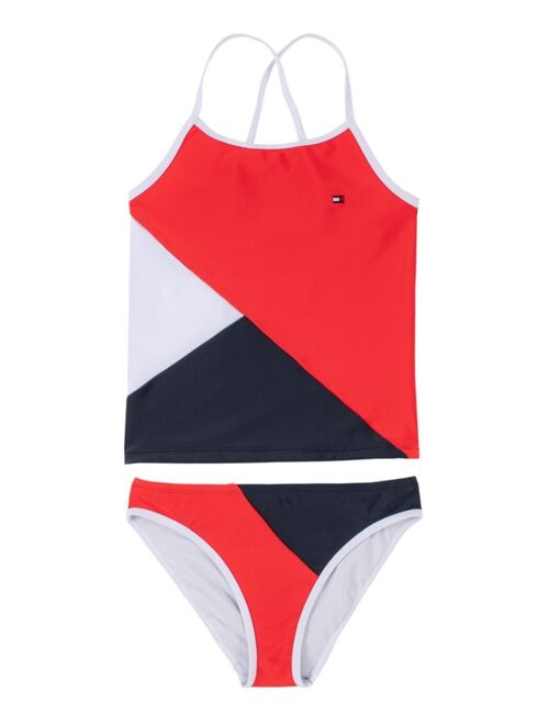 Tommy Hilfiger Big Girls Colorblock Two Piece Swimsuit Set