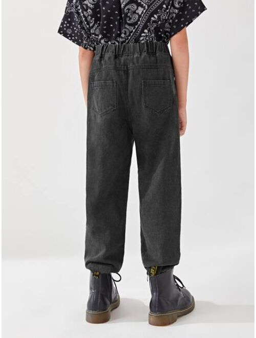 Shein Boys Contrast Panel Tapered Jeans