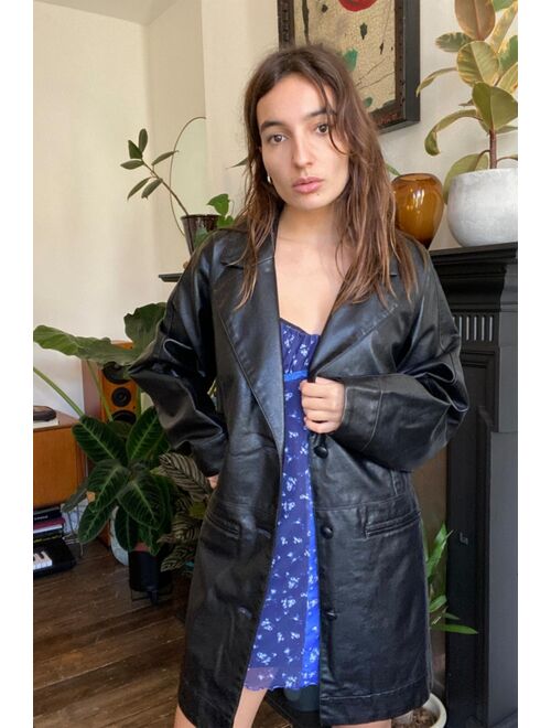 Urban Outfitters UO Black Faux Leather Overcoat