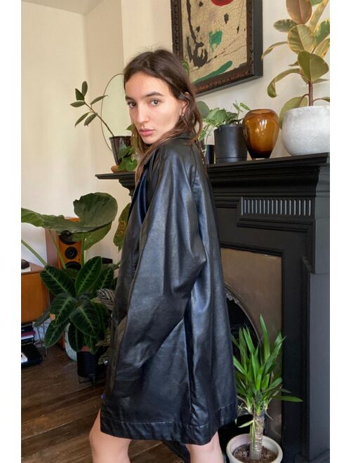 Urban Outfitters UO Black Faux Leather Overcoat