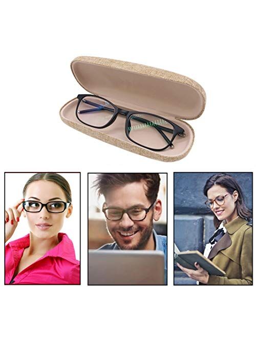 Quadow 4 Pack Hard Shell Eyeglasses Glasses Protective Linen Case 6.5 x 2.6 x 1.6